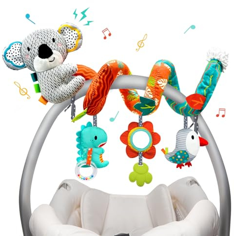 XIXILAND Pram Toys for Babies 0-6 Months Car Seat Toy, Newborn Spiral Hanging Toys for Babies, Baby Sensory Toys for Pushchair Stroller/Car Seat/Crib/Cot, Gift for 0 3 6 9 12 Months Boys Girls