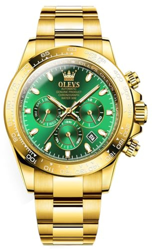 OLEVS Herrenuhren Schwarz Edelstahlarmband Quarz Uhr Männer mit Diamant Datum Wasserdicht Leuchtende Klassische Elegantes Armbanduhr Geschenk