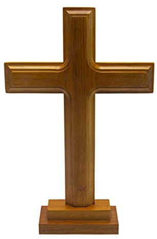 YIZITU Holz stehend für Kreuz Dekor Altar für Kreuz mit Ständer doppelseitiger Tisch für Holzkreuz Dekorationen für Wand