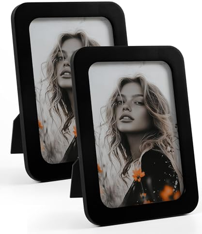 SUMGAR Cadre Photo Noir 13x18 avec Coins Ronds, Ensemble de 2, à Accrocher ou à Poser, Idéal pour Noël, Anniversaire, Mariage, Fête des Mères, Fête des Pères, Famille, Amis