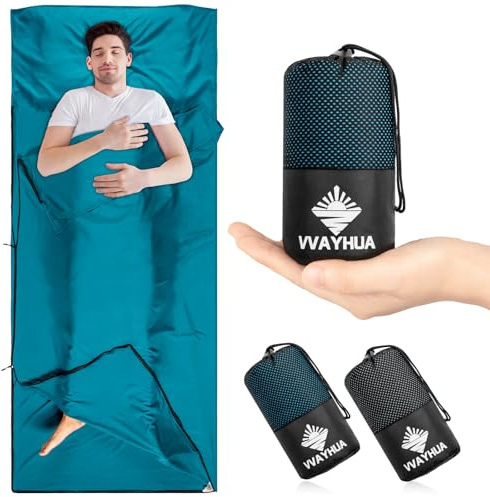 VVAYHUA Hüttenschlafsack,Ultraleichte tragbare Reiseblätter aus Satinmaterial mit Zwei-Wege-Reißverschlüssen,Erwachsene Camping Blatt für Rucksacktourismus,Hotel,Geschäftsreisen