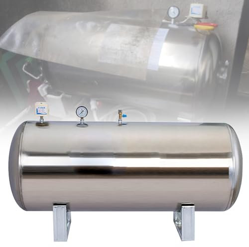 Pressure Tank T-Stück-Set für Brunnendruckbehälter für Brunnendruckbehälter – Edelstahl-Druckwasserblasenbehälter – Wasserspeicherblasenbehälter mit Entlüftungsventil und Montagesatz(Horizontal - 160L