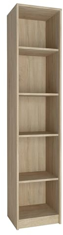 Home Collective Bücherregal mit 5 Ebenen Regal in Matter Ausführung 39 cm breit Standregal mit 4 Einlegeböden ideal für Schlafzimmer Wohnzimmer Flur strapazierfähige Laminatplatte 16 mm dick Sonoma