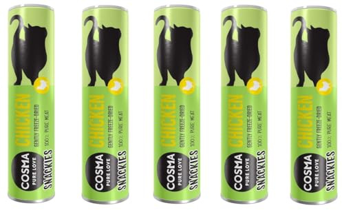 Cosma Snackies Gefriergetrocknet | aus 100% purem Fleisch | in praktischer Frische-Tube | 130g (5 Rollen je 26g)