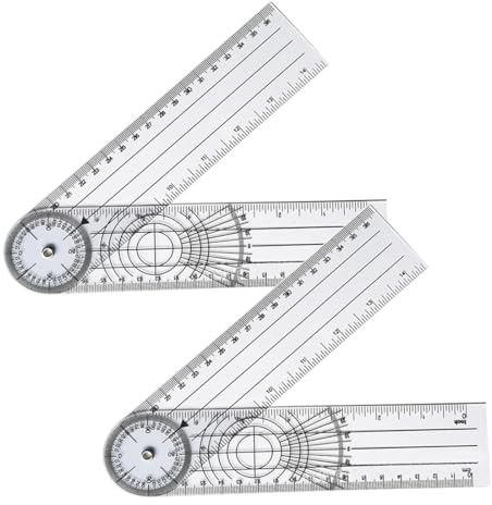 MEXRUMI 2 Stücke Winkelmesser Goniometer Pvc Medizinischer Winkelmesser 360°Transparenter Gelenkmesser 38Cm Spinal Lineal Winkellineal Für Physiotherapie, Sporttherapie