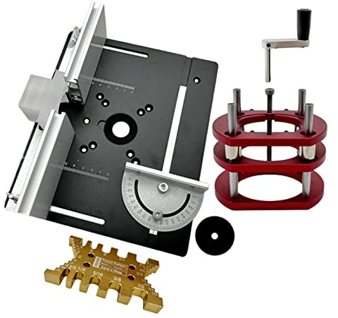 Fresadora de Madera Rebajadora Eléctrica, de elevación de enrutador de carpintería y placa superior de aluminio for motores de 65mm de diámetro, recortadora de banco de trabajo, máquina de grabado, he