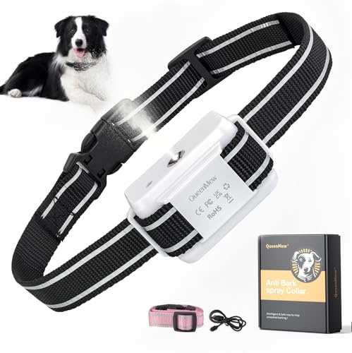 Bubbacare Collare Antiabbaio per Cani, Auto Collari Antiabbaio Ricaricabili Regolabile, Collare Anti Abbaio Sicuro Spruzzo e Vibrazione Efficaci per Cane Piccolo Medio Grande, Bianco