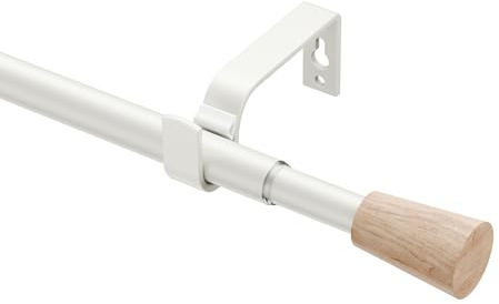 Ø16/19 MM Gardinenstange Weiß Matt 76-350 CM, Ausziehbar Vorhangstange mit Beschläge-Set und Gespleißte Verstellbare, Landhaus für Ösenvorhänge, für kinderzimmer, küchen, wohnzimmer, schlafzimmer