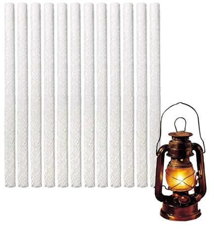YUMILI Lot de 12 mèches en fibre de verre, mèches de rechange pour lampes à huile et verre pour torches de bouteille de vin, éclairage de jardin, torche TIKI d'extérieur (25 cm de longueur)