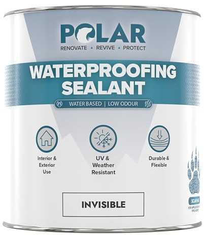 Polar Waterproofing Sealant - 33 Fl Oz - Clear Invisible Finish - Outdoor Waterproof Coating for Interior & Exterior Wood, Brick, Stone Surfaces, Concrete Tile & Grout - One Coat Waterproof Protection
