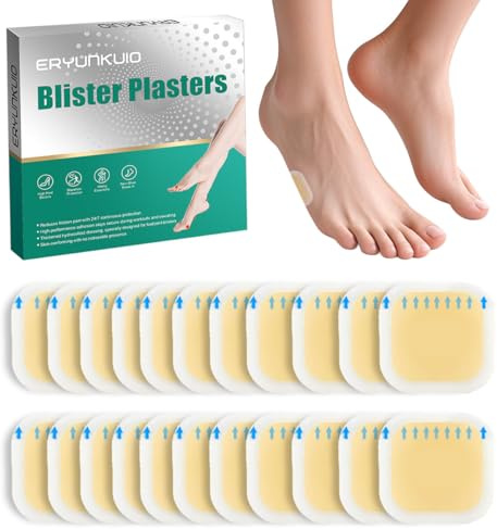 22 Stück Blasenpflaster für Füße, Hydrokolloid-Pflaster, Blasenschutz-Pads, wasserdicht, für Ferse, Zehen, Schutz für Füße, Ferse (Normale Größe-Quadrat-22Pflaster)