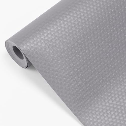 STARNINE Waterproof Shelf Liners Mat Kitchen Drawer Cabinets Liner Oil Proof Non Slip Fridge Mats Cut To Size Fridge Cupboard Liner Mats EVA BPA Free (Grey, 45cm x 5M)