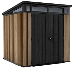 Keter Abri de Jardin Pent 7 x 7 cm, Effet Bois Naturel à Lattes, 4,7 m², 214 x 218 x 226 cm
