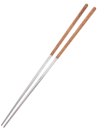 SMASOLO Bacchette Per Friggere e Cucinare, Lunghe 40 Cm in Acciaio D'acciaio 304 e Legno Scheletro Di Pollo, Riutilizzabili Per Pentola Calda e Frittura in Cucina