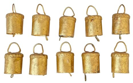 Asyduey 10 Piezas de Campanas Colgantes Vintage Decoraciones NavideñAs Campanas para DecoracióN del Hogar, DecoracióN de Campanas de Vaca con Cuerda Estilo B