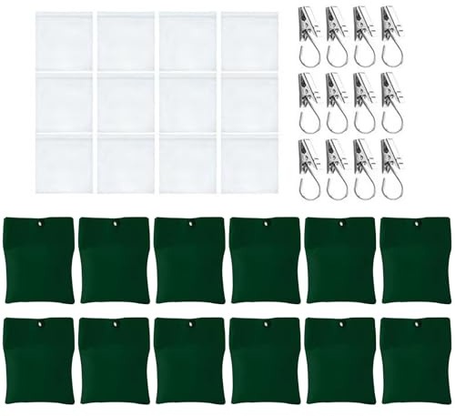 NVOQILIN Paquete de 12 bolsas de peso para cortinas para exteriores con clip de fijación de metal y sacos de arena, anclajes resistentes al viento para