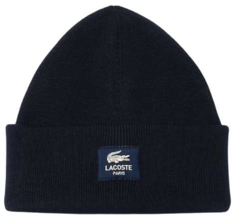 Lacoste Gerippte Baumwoll-Beanie, Schwarz