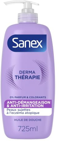 Sanex, Derma Thérapie, Huile de Douche Anti-Démangeaisons, Pompe 725 ml