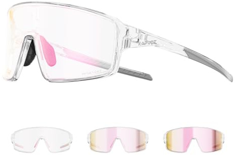 KAPVOE K473 Gafas de Ciclismo Fotocromáticas para Hombre y Mujer, Lentes de Sol Deportivos UV400 con Montura TR90 y Almohadillas Nasales de Silicona Ajustables para Running, MTB y Béisbol, Pickleball