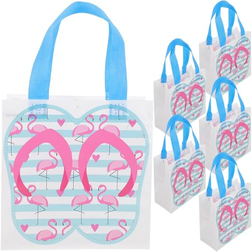 HOUDERCO 6 Stück Hawaii Partytüten aus Vlies Leichte Geschenktaschen für Party und Geburtstag als Gastgeschenk für Luau