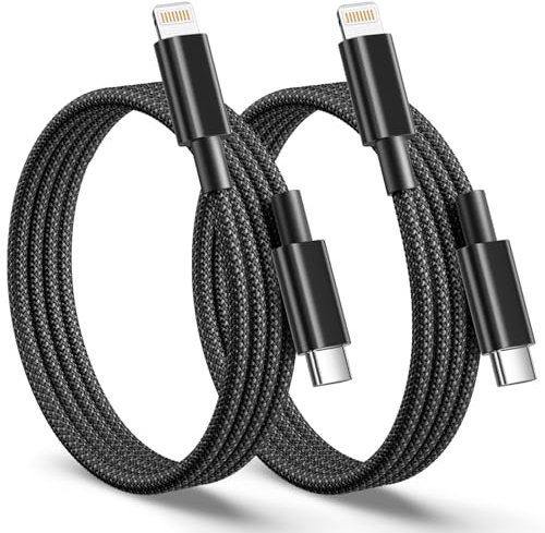 Cable USB C a Lightning [Certificado MFi],2Pack 1M Cable Cargador iPhone Carga Rapida Cable Lightning USB C Nylon iPhone Tipo C a Lightning Cable para Apple iPhone 14 Pro Max/14 Plus/13/12 Mini/11/XR