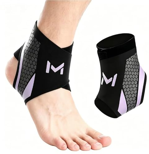 SERYUUT 2 Piezas Tobillera Negro Morado Soporte, Tobillo Banda Tobillo Ortesis Ajustable Protección Tobillo con Compresión en Y Transpirable Ultraligera para Running Fútbol Fitness Hombre Mujer