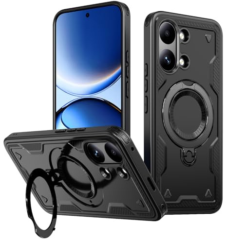 PanXCase Fodral för Xiaomi Poco X8 Pro Max - Militärfodral Hållare Ring Roterbar Metall 360° Magnetisk Militär Armor Stöttåligt Skyddshölje (svart)