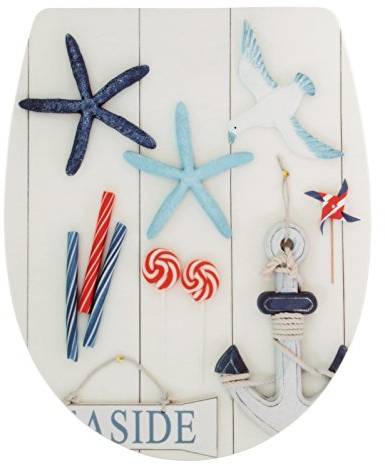 SITZPLATZ® WC-Sitz mit Absenkautomatik, Maritim Dekor Segeln, abnehmbar, Thermoplast Toilettensitz, TopFix Befestigung von oben, universale O Form, Toilettendeckel maritim, Klodeckel oval, 40392 4