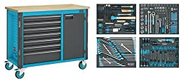 HAZET Werkbank, fahrbar, inkl. Sortiment (inkl. 230 Profi-Werkzeuge) 179NW-7/230