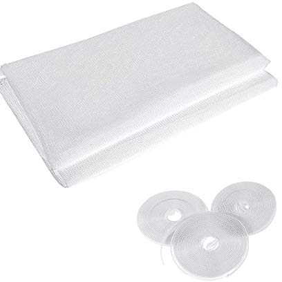 Lot de 2 moustiquaires pour fenêtres avec 3 rouleaux de ruban adhésif - 2 x 1,5 m - Blanc