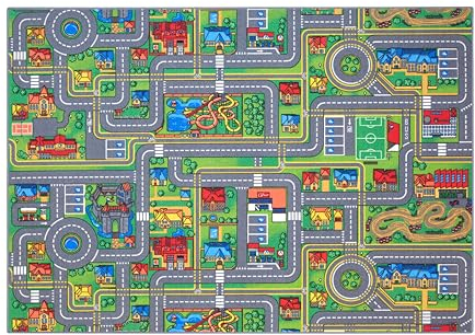 Carpet Studio Teppich Kinderzimmer 140x200cm, Kinderteppich, Spielteppich Straße Jungen & Mädchen, Teppiche für Babyzimmer, Schlafzimmer & Spielzimmer, Antirutsch, 30°C waschbar - Playcity