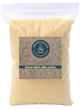 KERZENSAND Wachsgranulat 1000g in verschiedenen Farben (inkl. 4 Dochte) - Kerzenwachsgranulat - Gestalten Sie ihre Kerzen individuell - kreativ - vielseitig - dekorativ (Vanille)