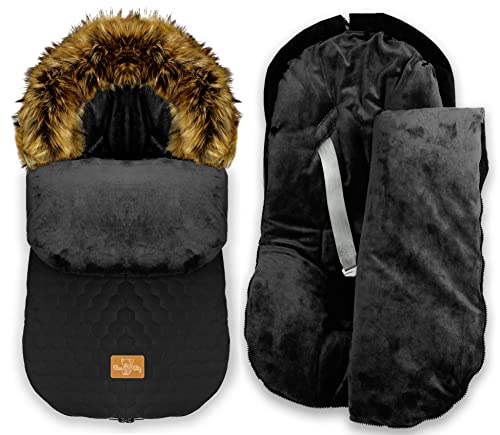 BlueKitty Fußsack 0-16 kg, Winterfußsack, Schlafsack, Schlitten, Footmuff, Kinderwagensack, Wasserdicht, Wasserabweisend, Winter 85 cm