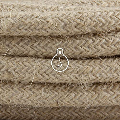 Amarcords - Cavo elettrico tessile colore JUTA tondo juta 10 metri con messa a terra 3x075mm - Filo rivestito in tessuto colorato vintage per lampade lampadari applique e abat jour.