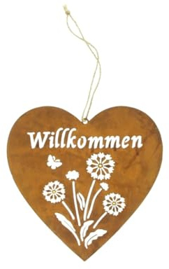 Herz ROST 20cm Rostherz Blumen Rostbraun Dekoherzen Mobile Metallherzen Hänger Anhänger Dekoherz Metallherz Frühling Willkommen