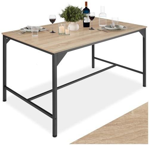 tectake® Mesa Comedor Industrial, Rectangular, Madera y Acero, Estilo Industrial, Pies Ajustables, Muebles de Salon, Mesa Cocina - 120 x 75 x 75 cm Madera Industrial Clara, Roble Sonoma