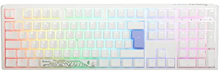 Ducky One3 Pure White Full Size RGB Brown Cherry MX Switch Keyboard - UK Layout