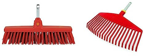 WOLF Garten B 400 M STRASSENBESEN, Rot, 37cm & Multirechen Kunststoff Zwiebel-M, 420mm, Rot
