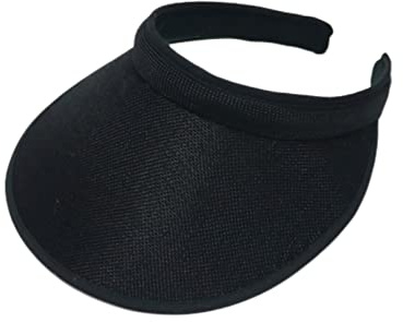 jecvxor Cloth Covered Slip-On Visor for Women, Adjustable Cap Sports Sun Visors for Men, Black, L