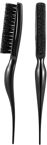 Frienda 2 Pieces Teasing Hair Brush Boar Bristle Brush Comb for Women Salon Boar Nylon Bristle Beauty Styling Slick Back Backcombing Tool(Black)