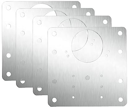 Qrity 4 Pcs Cabinet Hinge Repair Plate, Wardrobe Door Hinges Plates with Screw, Stainless Steel Hinges Repair Plates Brackets with Holes, for Wood Furniture