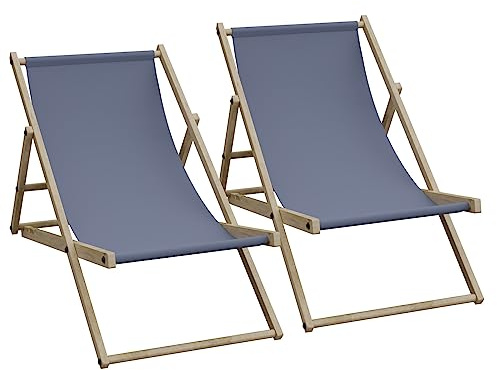 HAGO 2er Set Liegestuhl Doppelpack Strandliege Liege Stuhl Strand Sonnenliege Gartenliege Klappstuhl Anthrazit