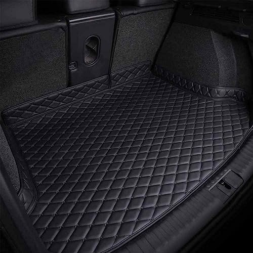 SAANTE Auto Leder Kofferraummatte FüR V-W Tiguan 2017-2023, Kofferraum Schutzmatte Teppich Kofferraumwanne Pad Kratzfest rutschfest Innere ZubehöR,A/Black