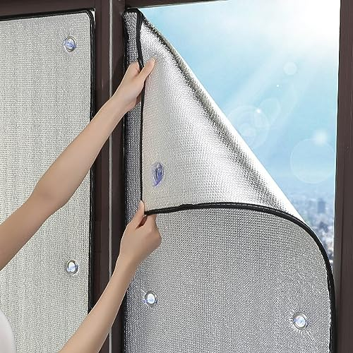 Zlovne Sichtschutz Fensterfolie Selbsthaftend,99% UV Schutzfolie Fenster & Sonnenschutzfolie,Dämmfolie Kälteschutzfolie Fenster,Wiederverwendbare Isolierfolie,Anpassbar,8 mm Dicke (50x60cm/20 x24)