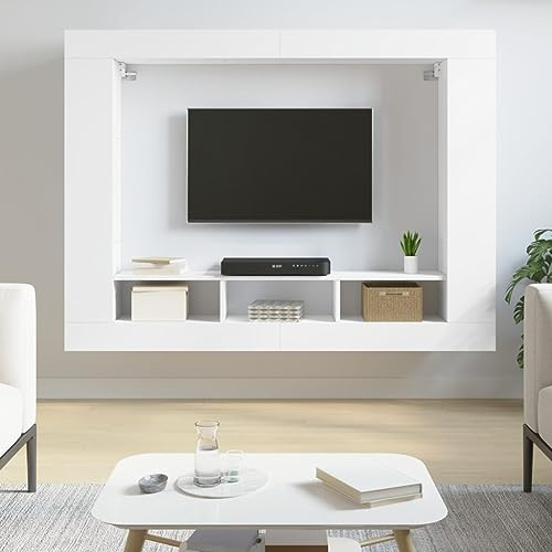 vidaXL Mobile Porta TV Bianco 152x22x113 cm in Legno Multistrato