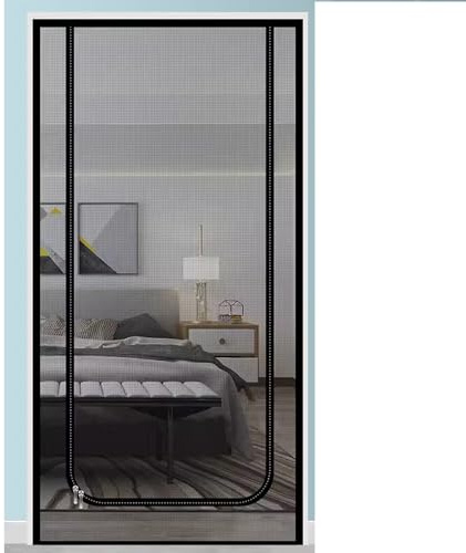 Kongdson Fliegengitter für Schlafzimmer, Balkon, Fliegengitter mit Reißverschluss, Luftzirkulation, Fliegengitter, Katze, Haustierschutz, Türgitter (70 x 220 cm, Schwarz-U)