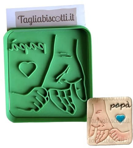 Tagliabiscotti.it - Tagliabiscotti Padre e Figlio mano nella mano - Festa del Papà 19 marzo - Cookies Cutter - Stampo/Formina per biscotti - 7,5cm x 7cm x 1,2cm