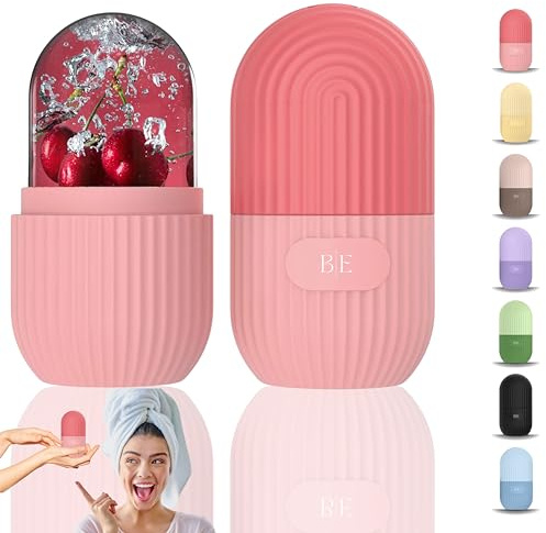 B-E ® Ice Roller | Rodillo Facial Hielo Silicona | Ice Roller Facial | Hielo Para la Cara Reutilizable | Skin Roller para Ojeras, Arrugas y Elasticidad (ROSADO)
