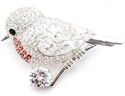 Equilibrium Robins Appear Silver Plated Crystal Robin Brooch – Sparkle Bird Remembrance Gift