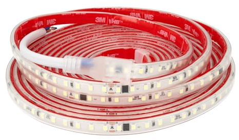 Jandei - Tira Led Autorrectificada SMD2835 220V 15W/m, 600 LEDs, Cortable y Adhesiva. IP65 Apta para Iluminación y Decoración de Exteriores – Ancho PCB 9.5mm, Bobina 5 metros (Luz Cálida 3000k)